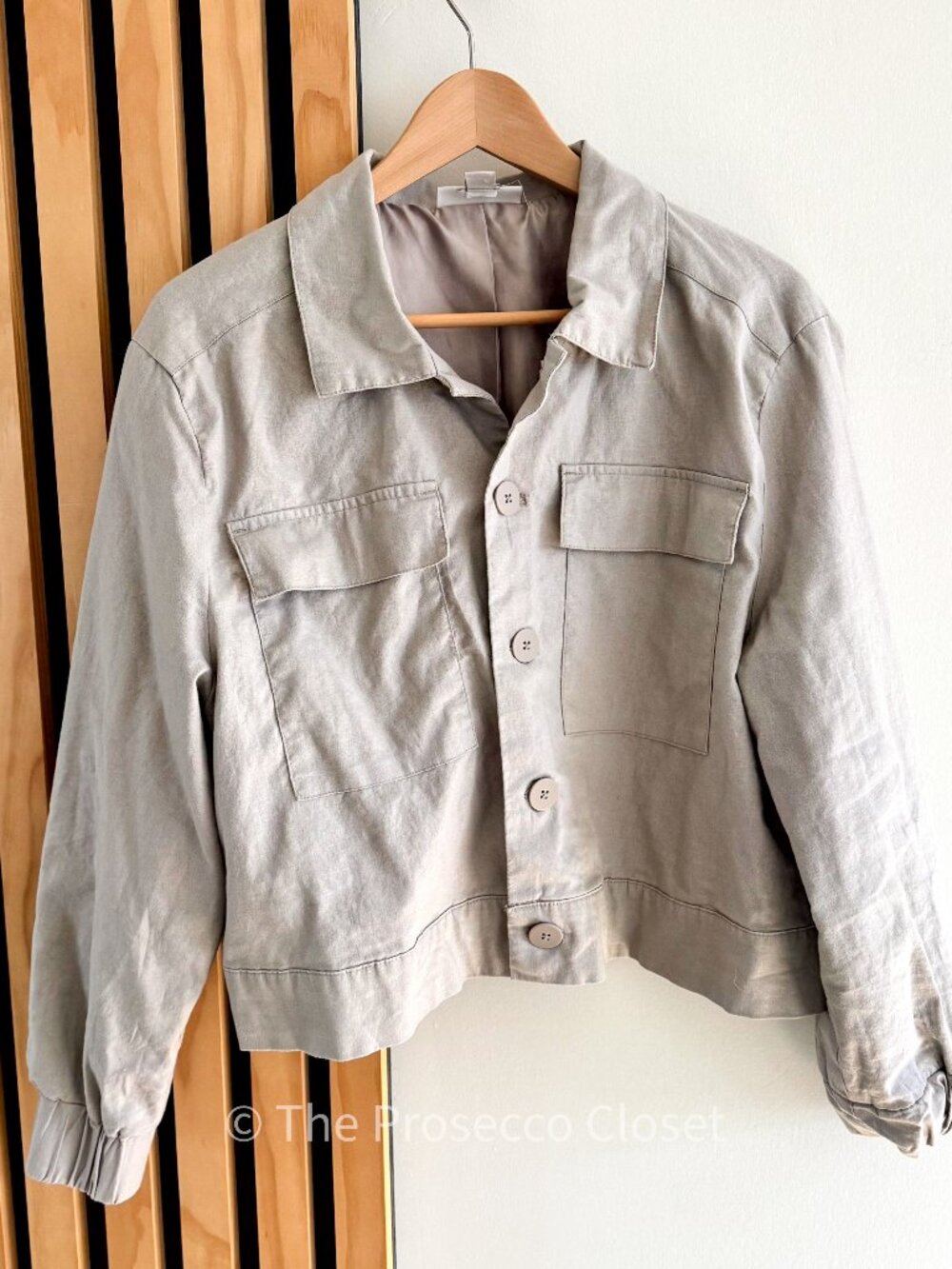 Catherine Malandrino Grey Linen Utility Jacket (L)